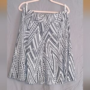 Cato Black and White Geometric A-Line Skirt